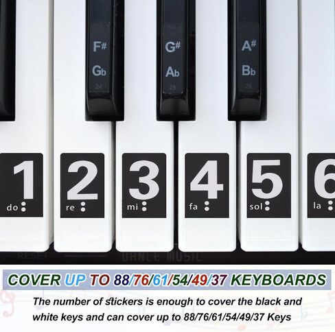 ملصقات لوحة مفاتيح Meccanixity Piano لـ 54 مفتاحًا ، أرقام دليل الملصقات الملصقات على الملصقات. in Saudi Arabia