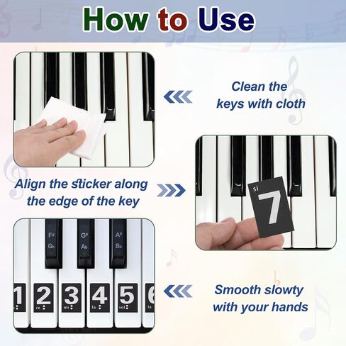 ملصقات لوحة مفاتيح Meccanixity Piano لـ 54 مفتاحًا ، أرقام دليل الملصقات الملصقات على الملصقات. in Saudi Arabia