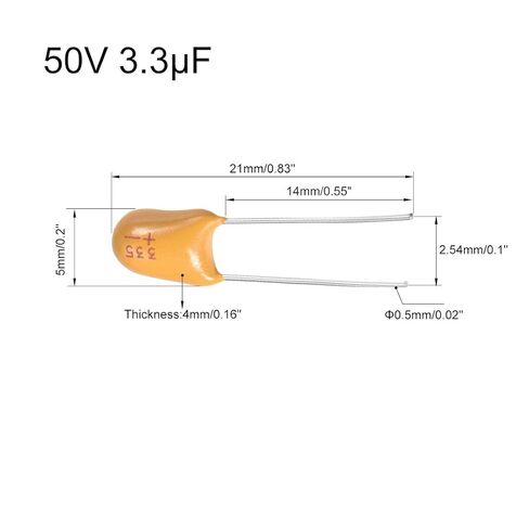 uxcell 3.3uF Tantalum Capacitor, 50V 2 Pin Yellow Radial Electrolytic Capacitor Dipped Tantalum Bead Capacitors 10pcs in Saudi Arabia