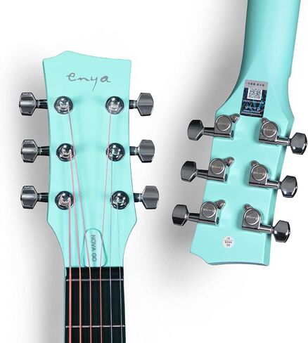 Carbon Fiber Nova Go Enya Travel Acoustic Guitar | 1/2 Size Lightweight Moisture-Proof Guitara | Adult & Beginner Portable Guitar with Gig Bag & Accessories (Black) in Saudi Arabia
