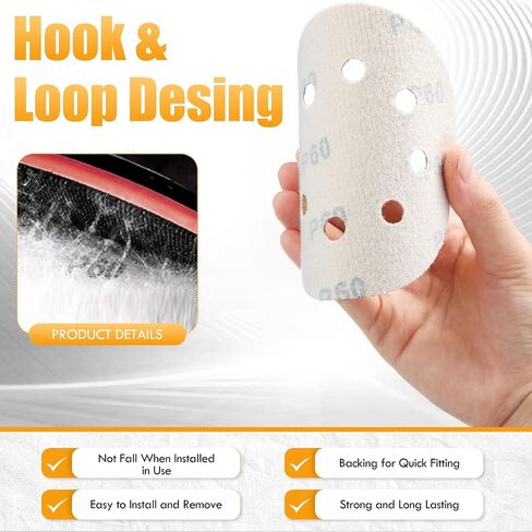 Maxdot 200 Pcs 5 Inch Sanding Discs 8-Hole Hook and Loop Gold Sandpaper Mixed Grits, 60, 80, 100, 120, 150, 220, 320, 400, 600, 800 for Random Orbit Sander in Saudi Arabia