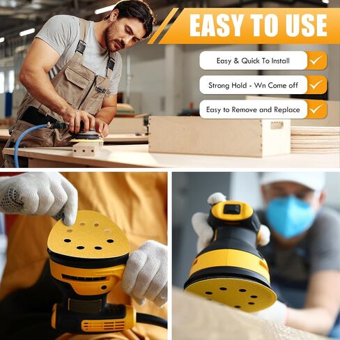 Maxdot 200 Pcs 5 Inch Sanding Discs 8-Hole Hook and Loop Gold Sandpaper Mixed Grits, 60, 80, 100, 120, 150, 220, 320, 400, 600, 800 for Random Orbit Sander in Saudi Arabia
