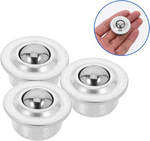 Magiclulu 12pcs من الفولاذ المقاوم للصدأ الكرة المثبتة على محامل نقل قاعدة للحركة السلسة جميع الاتجاهات للأثاث والمعدات الفضة in Saudi Arabia