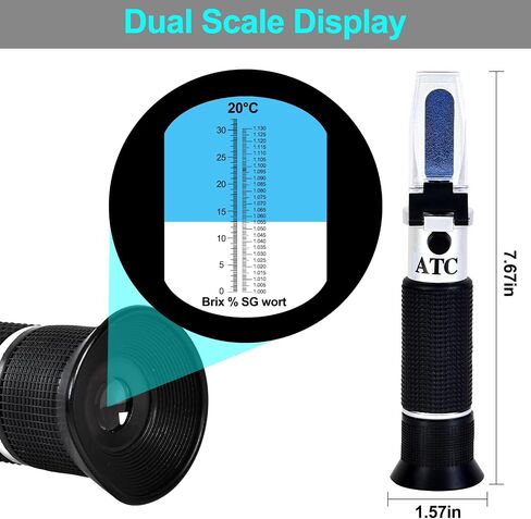 Portable Brix Refractometer with ATC, High Precision Dual Scale Brix Meter Specific Gravity SG Wort 1.000-1.130 & Brix 0-32%, Accurate Sugar Level Tester in Wine Making, Beer Brewing, Home Brew Kit in Saudi Arabia
