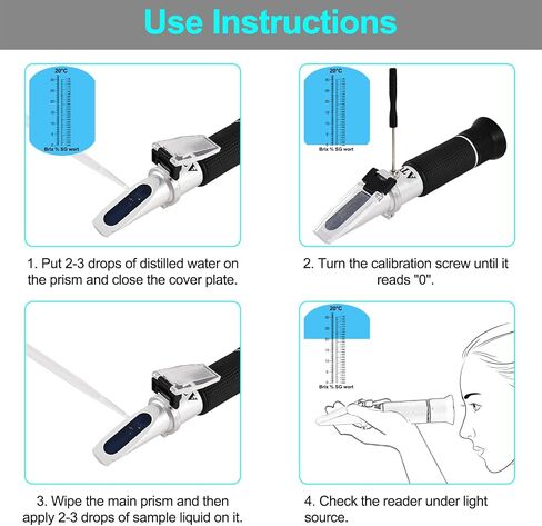 Portable Brix Refractometer with ATC, High Precision Dual Scale Brix Meter Specific Gravity SG Wort 1.000-1.130 & Brix 0-32%, Accurate Sugar Level Tester in Wine Making, Beer Brewing, Home Brew Kit in Saudi Arabia