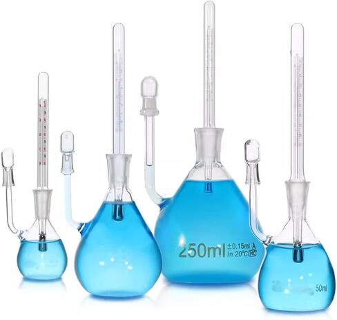 Pycnometer الزجاج المختبري مع مقياس حرارة الزجاج الزجاجي المحدد جاذبية زجاجة المختبر من أجل تحديد مختبرات كثافة السائل (10 مل) in Kuwait
