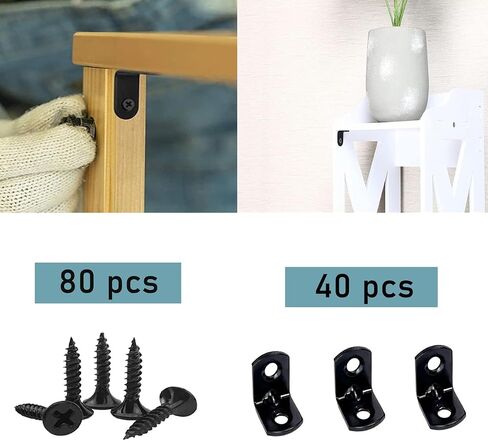 40PCS L Bracket Corner Brace Shelf Brackets 90 Degree Right Angle Bracket Black Thickening Steady Metal Corner Brackets with 80PCS Screws for Wood Cabinets Wardrobes Shelves Bookshelves Sofas Beds in Kuwait