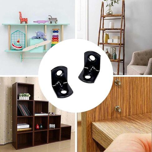 40PCS L Bracket Corner Brace Shelf Brackets 90 Degree Right Angle Bracket Black Thickening Steady Metal Corner Brackets with 80PCS Screws for Wood Cabinets Wardrobes Shelves Bookshelves Sofas Beds in Kuwait