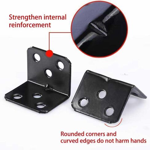 40PCS L Bracket Corner Brace Shelf Brackets 90 Degree Right Angle Bracket Black Thickening Steady Metal Corner Brackets with 80PCS Screws for Wood Cabinets Wardrobes Shelves Bookshelves Sofas Beds in Kuwait
