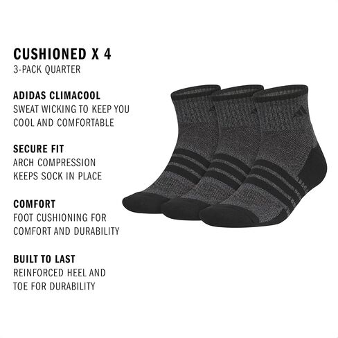 adidas Men's Cushioned X 4 3-Pack Quarter Sock in Saudi Arabia