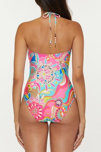 Trina Turk Women's Venus Bandeau Lace Up One Piece Swimsuit, Adjustable, Bathing Suits in Saudi Arabia