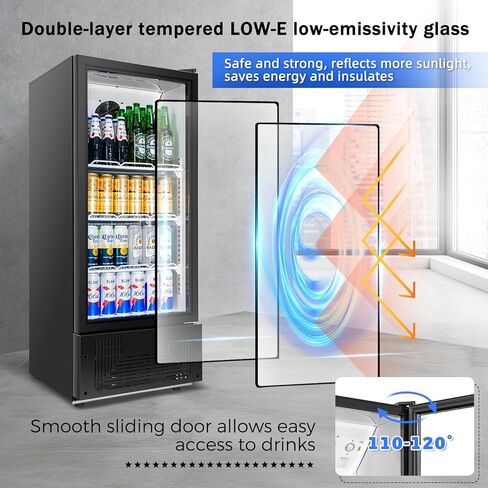 6.5 Cu.Ft Commercial Beverage Refrigerator Glass Door Upright Drink Cooler Display Fridge with Adjustable Shelves and LED Light for Restaurant Bar Store Office in Kuwait