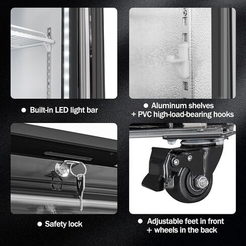 6.5 Cu.Ft Commercial Beverage Refrigerator Glass Door Upright Drink Cooler Display Fridge with Adjustable Shelves and LED Light for Restaurant Bar Store Office in Kuwait