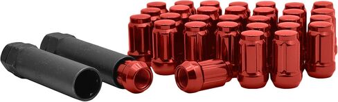 24 Pc Red M12x1.5 Tuner 6 Spline Lug Nuts with Locking Feature+ Two Removal Socket Keys | Fits Toyota Lexus PreRunner FJ Cruiser 4Runner in Saudi Arabia