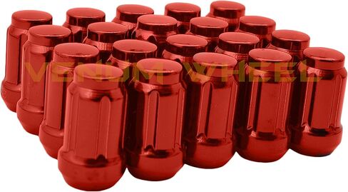 24 Pc Red M12x1.5 Tuner 6 Spline Lug Nuts with Locking Feature+ Two Removal Socket Keys | Fits Toyota Lexus PreRunner FJ Cruiser 4Runner in Saudi Arabia