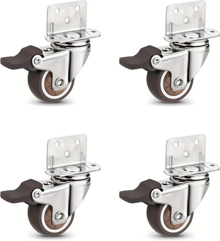 4pcs على شكل حرف L عجلات Mount Caster العجلات الناعمة العجلات دوارة العجلات (L 2 Universal 2Brake ، 1.0 بوصة) in Kuwait