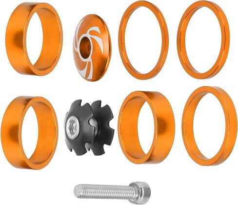 Bike Headset Spacer, 6Pcs Aluminium Alloy Bicycle Handlebar Stem Spacers Replacement Bicycle Stem Cap Set with Screw for Mountain Bike in Saudi Arabia