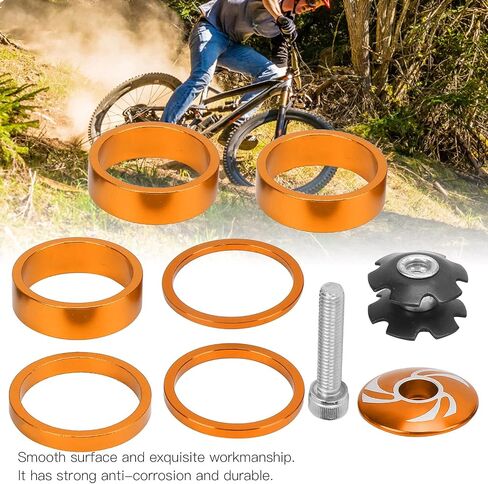 Bike Headset Spacer, 6Pcs Aluminium Alloy Bicycle Handlebar Stem Spacers Replacement Bicycle Stem Cap Set with Screw for Mountain Bike in Saudi Arabia