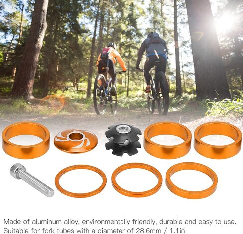Bike Headset Spacer, 6Pcs Aluminium Alloy Bicycle Handlebar Stem Spacers Replacement Bicycle Stem Cap Set with Screw for Mountain Bike in Saudi Arabia