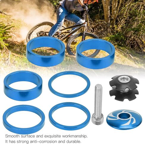 Bike Headset Spacer, 6Pcs Aluminium Alloy Bicycle Handlebar Stem Spacers Replacement Bicycle Stem Cap Set with Screw for Mountain Bike in Saudi Arabia