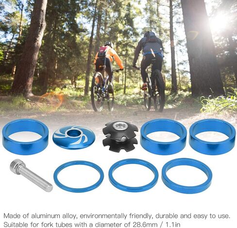 Bike Headset Spacer, 6Pcs Aluminium Alloy Bicycle Handlebar Stem Spacers Replacement Bicycle Stem Cap Set with Screw for Mountain Bike in Saudi Arabia