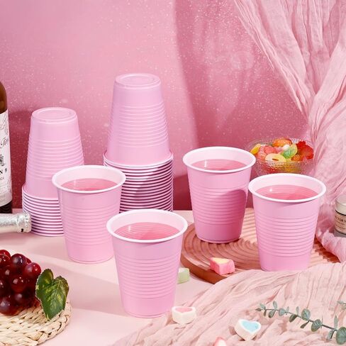 Dualshine 100 Pack Pink Plastic Cups 18 oz, Disposable Heavy Duty Drinking Cups for Party, Graduation Shot Cup for Wedding Birthday Valentine's Day Beer Serving Snack Sample Barbecues in Saudi Arabia