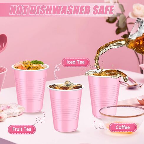 Dualshine 100 Pack Pink Plastic Cups 18 oz, Disposable Heavy Duty Drinking Cups for Party, Graduation Shot Cup for Wedding Birthday Valentine's Day Beer Serving Snack Sample Barbecues in Saudi Arabia
