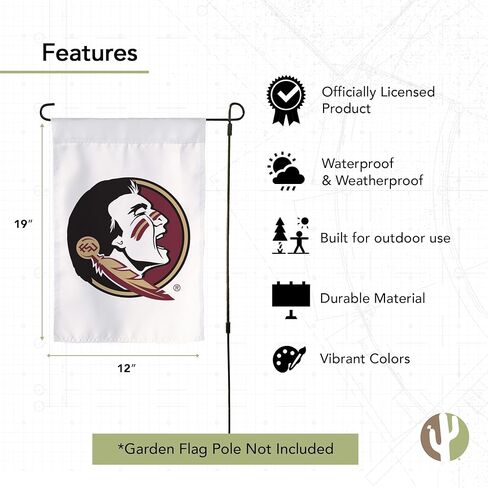 Desert Cactus Florida University FSU Garden Flag - 19 × 12 بوصة لافتة Seminoles State State ، للعرض في الهواء الطلق والأحداث (التصميم F) in Kuwait