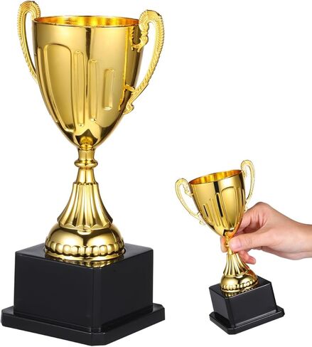 Magiclulu Small Gold Award Trophy ، 7.48 بوصة كأس بلاستيكية مع جائزة أسود سكوير الفوز لبطولات مسابقات الرياضة كرة القدم هدية in Saudi Arabia