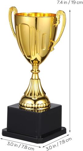 Magiclulu Small Gold Award Trophy ، 7.48 بوصة كأس بلاستيكية مع جائزة أسود سكوير الفوز لبطولات مسابقات الرياضة كرة القدم هدية in Saudi Arabia