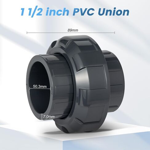 2 "PVC Union Fitting 2 pack ، اقتران PVC الصلبة للأشعة فوق البنفسجية ، موصل خالي من التسرب للتجمعات التجارية ، أنابيب الرش والسباكة الخارجية في الهواء الطلق in Kuwait