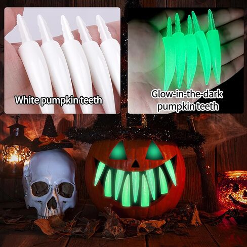 Tlswshsy 32 PCS Halloween Halloween Pumpkin Teath ، Fangky Spooky Pubkin ، Jack O Lantern Teath for Holeween Home Party School School tivels in Kuwait