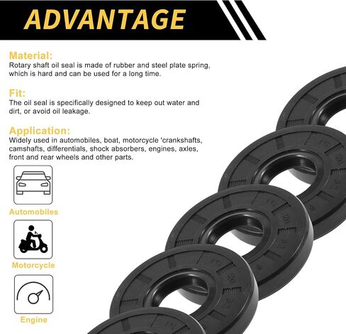 Universal Oil Seal TC Double Lip W Steel Spring Seal Ring Rotary Shaft Seal 25x52x8mm High Pressure NBR Rubber Black 5pcs in Kuwait