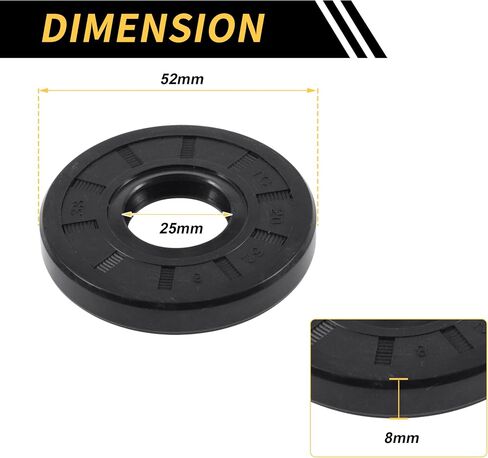 Universal Oil Seal TC Double Lip W Steel Spring Seal Ring Rotary Shaft Seal 25x52x8mm High Pressure NBR Rubber Black 5pcs in Kuwait
