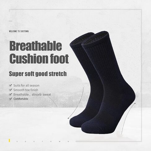 SOX TOWN Men's Merino Wool Cushion Crew Socks for Outdoor Hiking Trail Golf Performance Moisture Wicking Lightweight Summer in Saudi Arabia