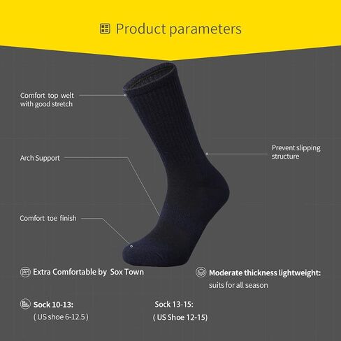SOX TOWN Men's Merino Wool Cushion Crew Socks for Outdoor Hiking Trail Golf Performance Moisture Wicking Lightweight Summer in Saudi Arabia