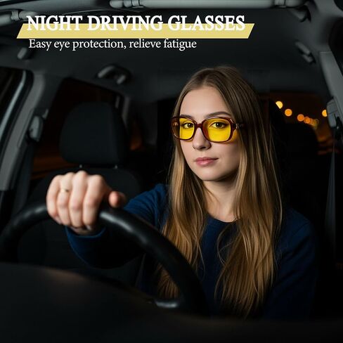 نظارات الرؤية الليلية SIPHEW للقيادة النسائية، نظارات القيادة الليلية المستقطبة - عدسات صفراء مضادة للتوهج أثناء الليل in Kuwait