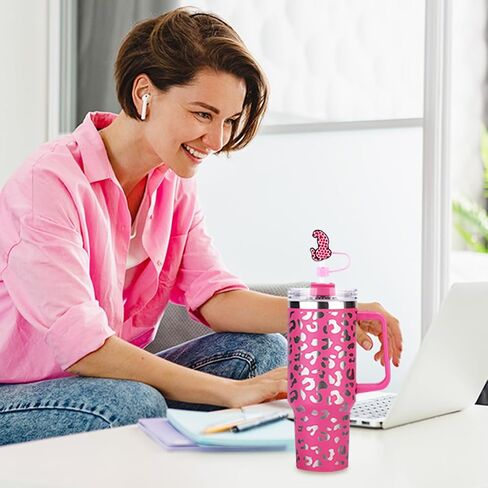 16Pcs Preppy Pink Straw Cover Topper for Stanley 40oz Tumbler Cowgirl Straw Cap for 0.4inch Straws Stanley Cup Accessories in Saudi Arabia