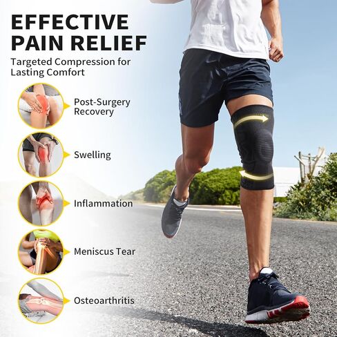CAMBIVO 2 Pack Knee Brace for Men and Women, Knee Sleeves for Men with Patella Gel Pad and Side Stabilizers, Knee Compression Sleeves for Knee Pain Relief, Running, Workout, Daily Use in Kuwait