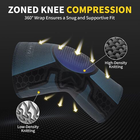 CAMBIVO 2 Pack Knee Brace for Men and Women, Knee Sleeves for Men with Patella Gel Pad and Side Stabilizers, Knee Compression Sleeves for Knee Pain Relief, Running, Workout, Daily Use in Kuwait