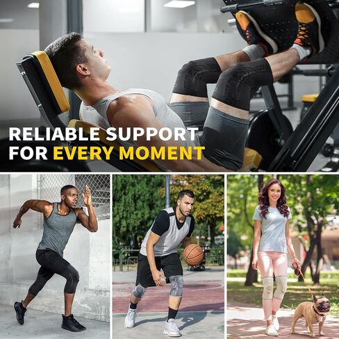 CAMBIVO 2 Pack Knee Brace for Men and Women, Knee Sleeves for Men with Patella Gel Pad and Side Stabilizers, Knee Compression Sleeves for Knee Pain Relief, Running, Workout, Daily Use in Kuwait