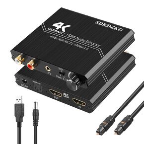 2.0 Audio Extractor, 4K HDMI Audio Converter to HDMI + Optical Spdif Toslink + 3.5mm Stereo + RCA L/R with Volume Control Support 4K@60Hz HDCP 2.2 HDR 3D YUV 4:4:4 in Saudi Arabia