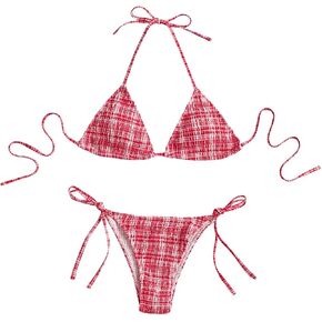 MakeMechic Women's 2 قطعة بيكيني مجموعات القماش القطني طباعة المثلث المثلث المثلث Swimsuit بدلة السباحة in Kuwait