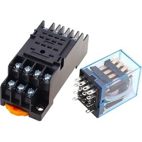 1Pc MY4NJ Relay 5A 14PIN 4DPDT with PYF14A Socket Base DC/AC 12V 24V 36V 48V 110V 220V(AC,12V) in Saudi Arabia