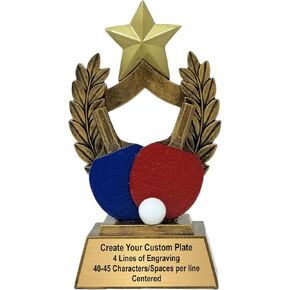 Awards Goards Ping Pong Trophy - جائزة تنس الطاولة المحفورة المخصصة - تصميم مجداف أحمر وأزرق - احتفل بطل Ping Pong - Baddle Ball Mastery Trophy - Customize Now (6 بوصات) in Saudi Arabia