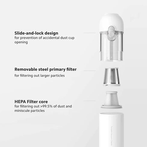 Xiaomi Handheld Vacuum 13,000Pa, Powerful Brushless Motor Cordless Car Vacuum Cleaner, Ultra Lightweight Portable Mini Hand Vacuum Rechargeable with Type-C Cable for Car/Home/Pet Hair in Saudi Arabia