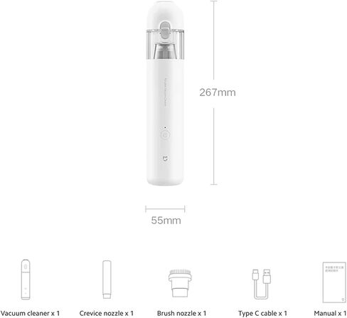 Xiaomi Handheld Vacuum 13,000Pa, Powerful Brushless Motor Cordless Car Vacuum Cleaner, Ultra Lightweight Portable Mini Hand Vacuum Rechargeable with Type-C Cable for Car/Home/Pet Hair in Saudi Arabia