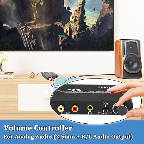 2.0 مستخرج الصوت ، محول الصوت 4K HDMI إلى HDMI + بصري SPDIF TOSLINK + 3.5 مم ستيريو + RCA L/R مع دعم التحكم في مستوى الصوت 4K@60Hz HDCP 2.2 HDR 3D YUV 4: 4: 4: 4 in Saudi Arabia