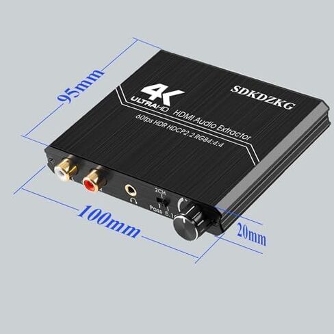 2.0 مستخرج الصوت ، محول الصوت 4K HDMI إلى HDMI + بصري SPDIF TOSLINK + 3.5 مم ستيريو + RCA L/R مع دعم التحكم في مستوى الصوت 4K@60Hz HDCP 2.2 HDR 3D YUV 4: 4: 4: 4 in Saudi Arabia
