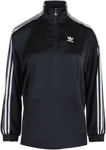 Adidas Originals Adicolor الكلاسيكية Classics Satin Quarter-Zip Pullover Track سترة ، أسود ، متوسط in Kuwait